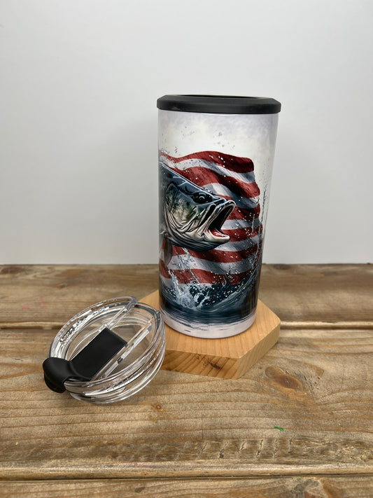 Jumping Bass with American Flag