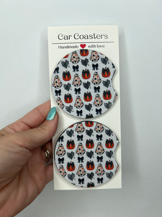 Bows, Boos, and Pumpkins- Car Coasters-