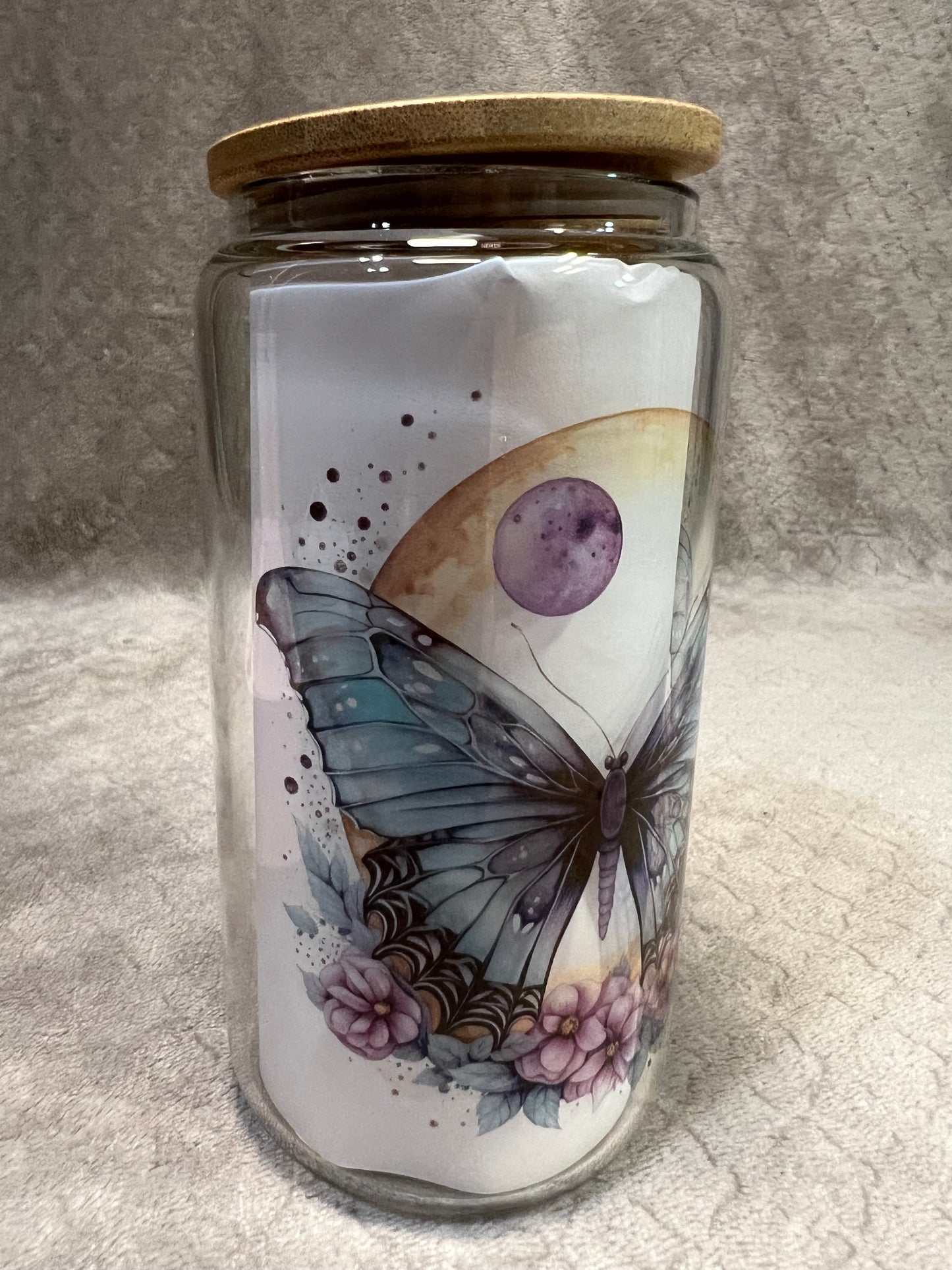 Blue Butterfly with Moon