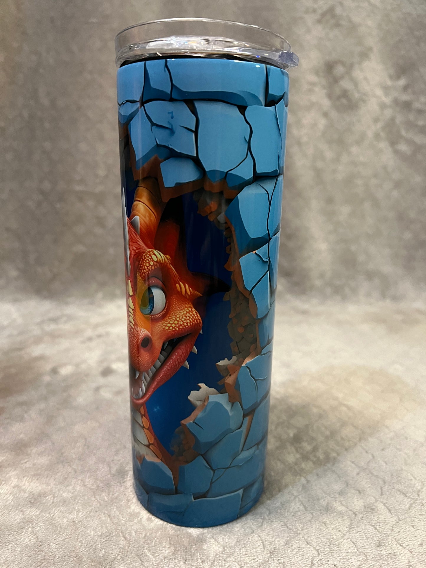 Smiling Dragon Coming Through Brick Wall