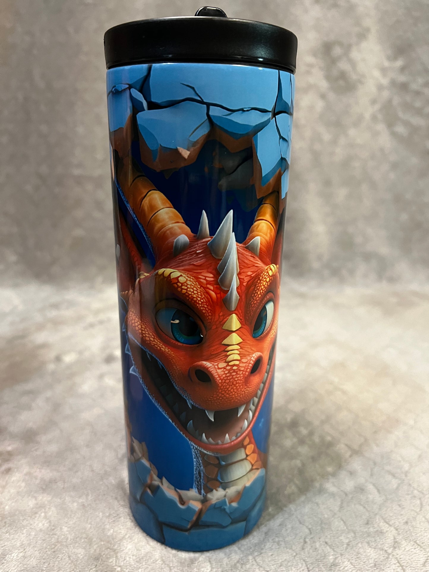 Smiling Dragon Coming Through Brick Wall