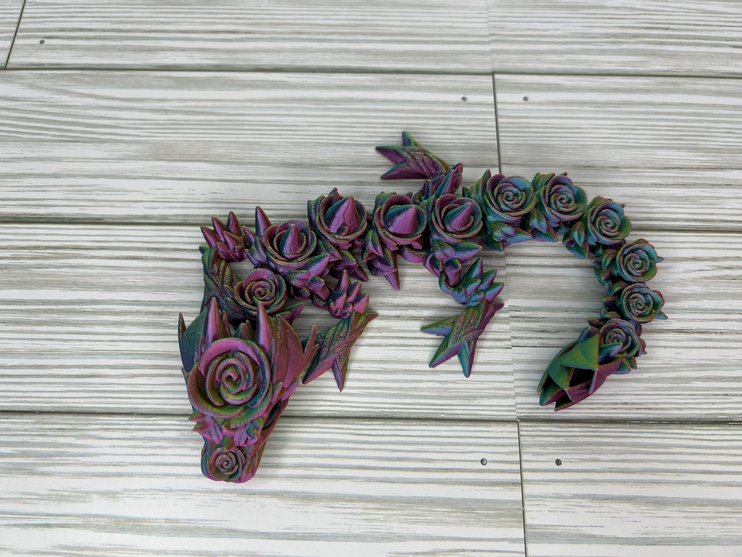 Northern Lights 3D Printed Rose Dragon (Medium)